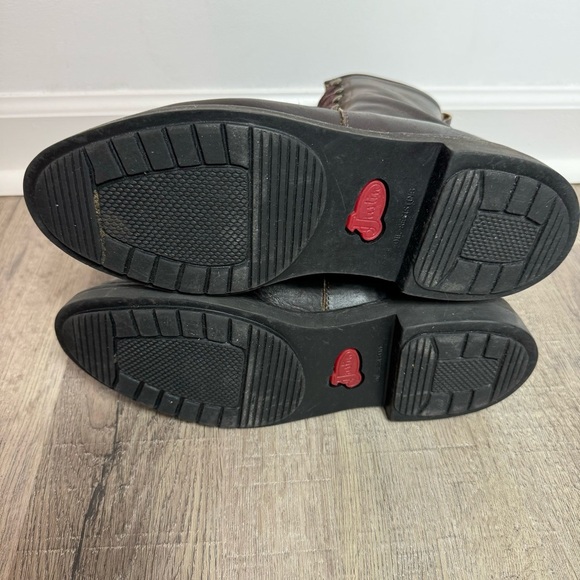 Justin Work Boots Brown Leather 760 Lace Up Size 8 Made in USA Round Toe - Picture 7 of 12